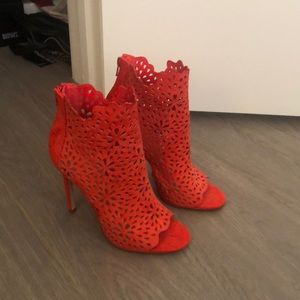 NWOT Aldo red suede cutout booties